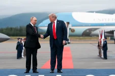 President Vladimir V. Putin of Russia with Mr. Trump at Joint Base Elmendorf-Richardson in Anchorage on Friday.Credit...Doug Mills/The New York Times